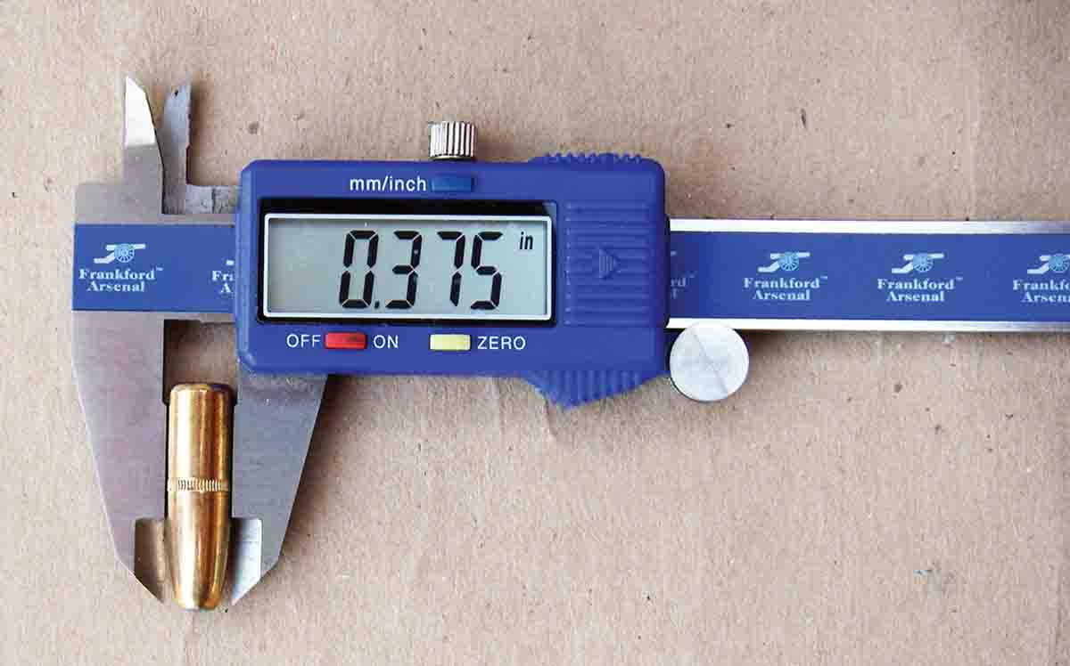 Standard bullet diameter is .375 inch.